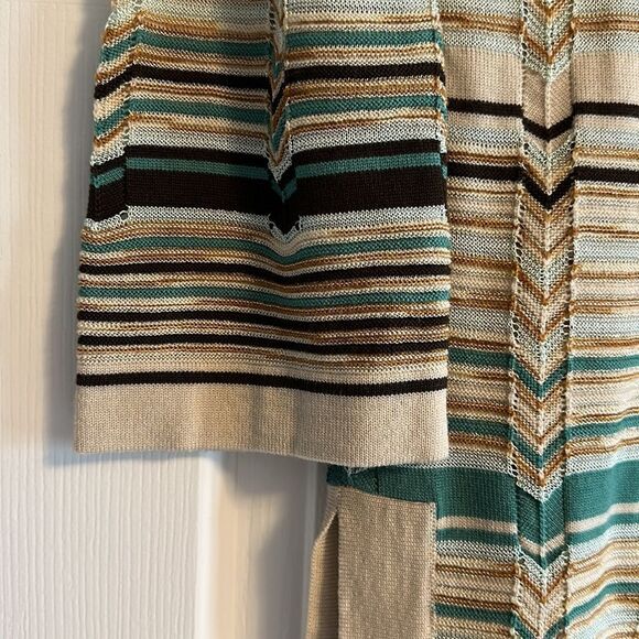 M Missoni Multicolor Knitted V-Neck Long Sleeve Wool Blend Striped Dress - Picture 2 of 8